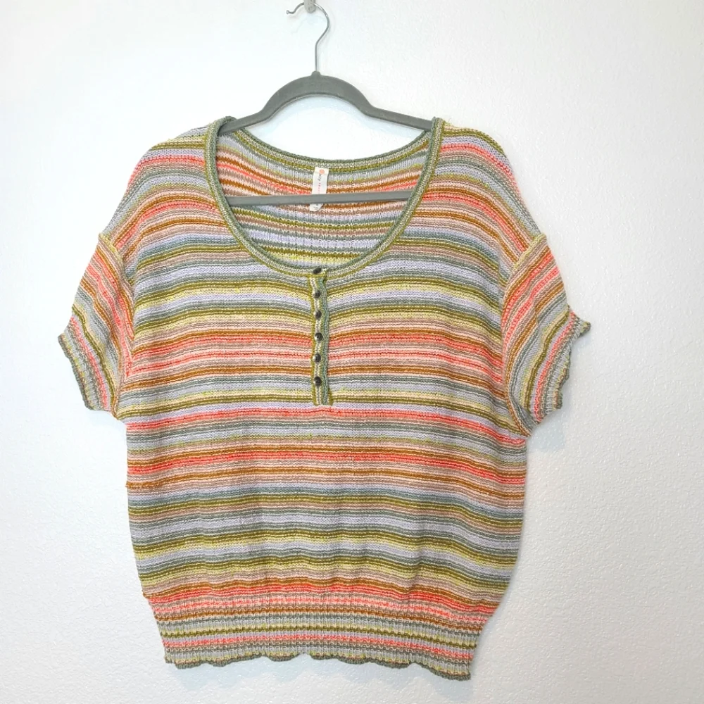 Anthropologie Daily Practice Knit Lounge Multicolor Beachy Top Size Medium - Picture 3 of 11